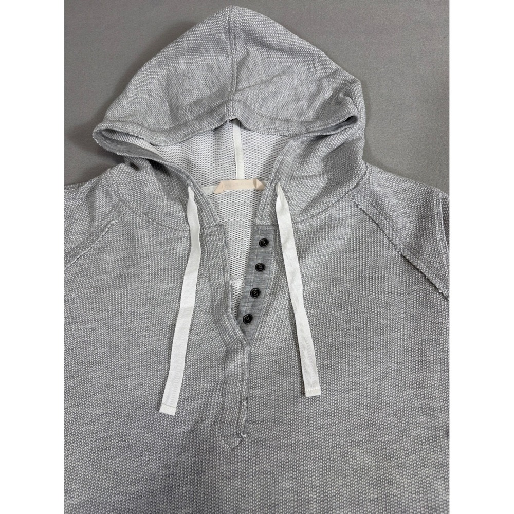 Soft Surroundings Grey Marl Henley Hoodie 3/4 Sleeve Waffle Knit 2X 5AG32 - Picture 2 of 9